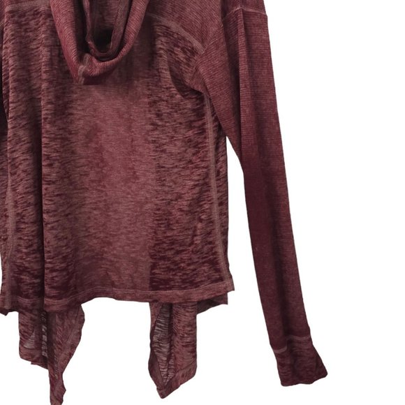 American Eagle Open Front Hooded Cardigan Womens Size S Lightweight Burgundy - Picture 16 of 16